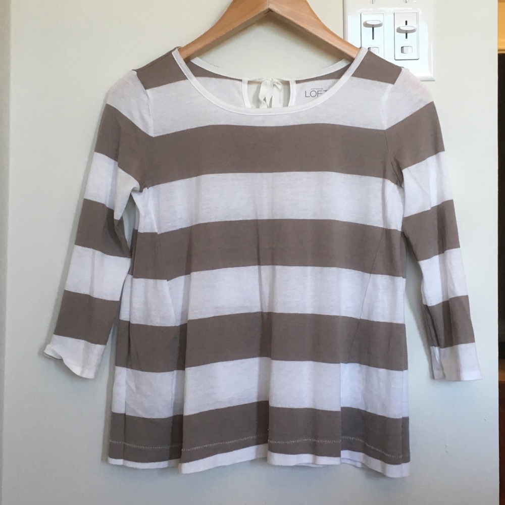 LOFT Striped top with ribbon bow